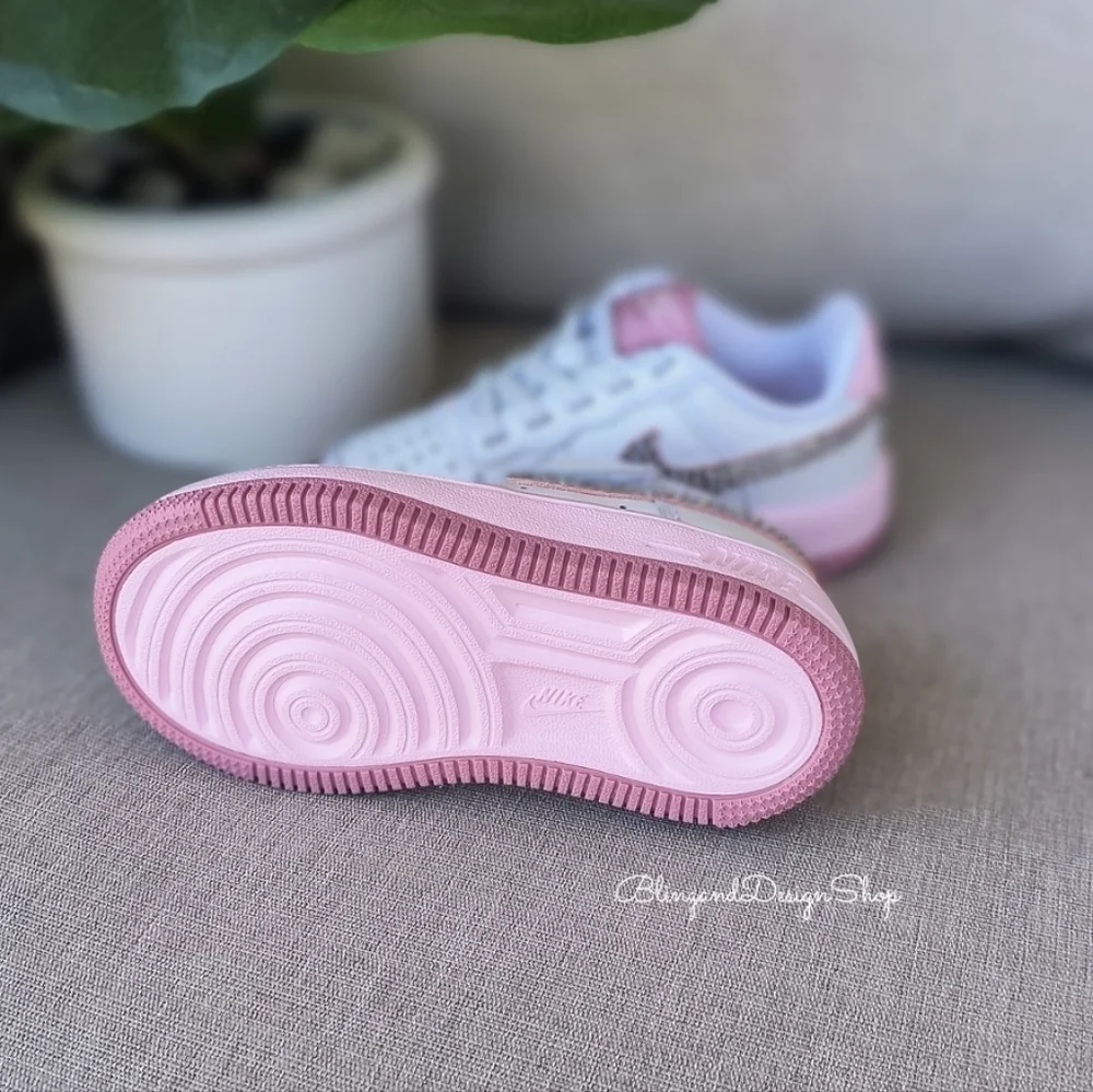 Girls Nike Air Force 1 Low Easy On Toddler Bling Sneakers Shoes Customized